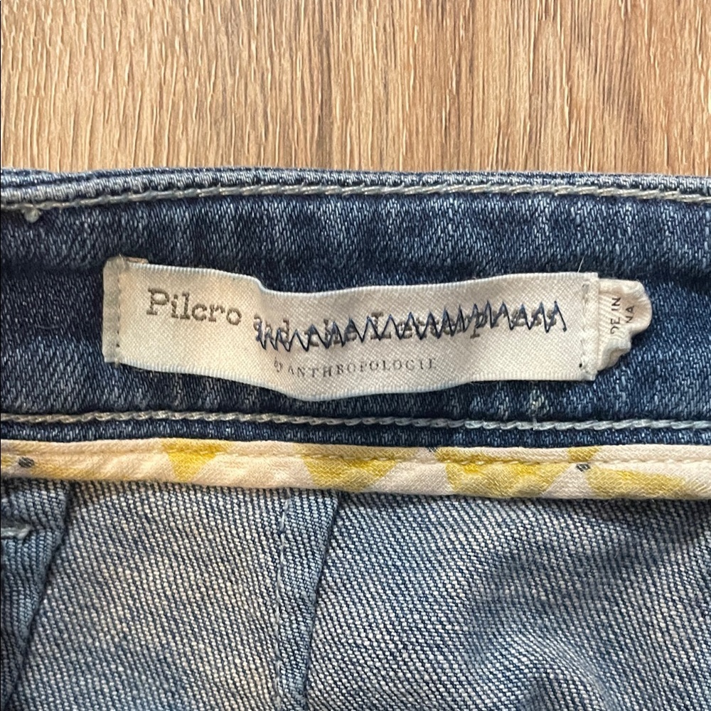 Pilcro Anthropologie Revolve Raw Hem Denim Wide-Leg Cropped Jeans size 28 - Picture 4 of 6